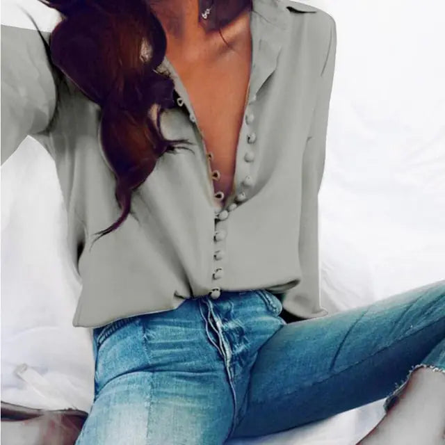 Chic Spring Chiffon Women's Shirt