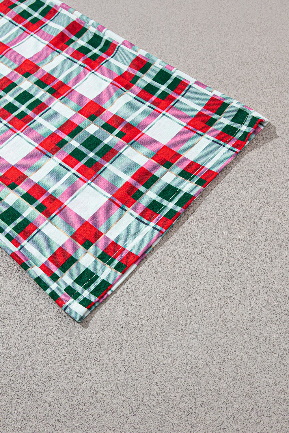 MERRY CHRISTMAS Round Neck Top and Plaid Pants Set - FabFemina