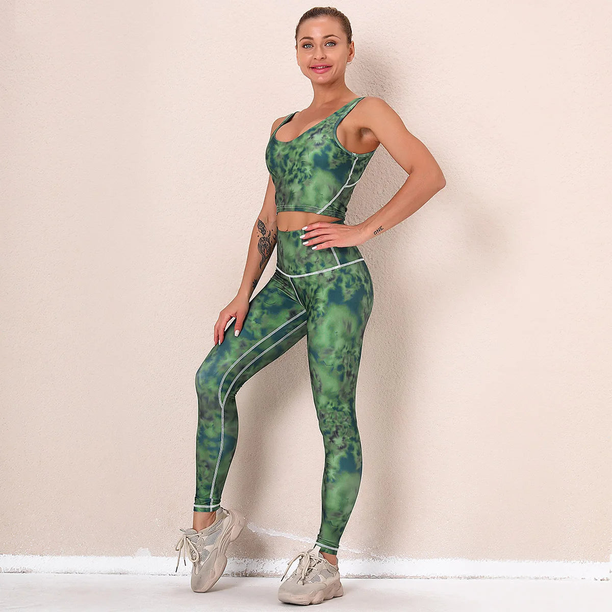 Women Stamp Yoga Set Workout Leggings Seamless High Waist Push Up Leggings Ladies Sexy Gym Legging Fashion Sports Leggings - FabFemina