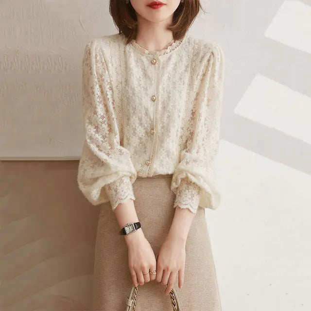 Elegant Pearl Lace Blouses