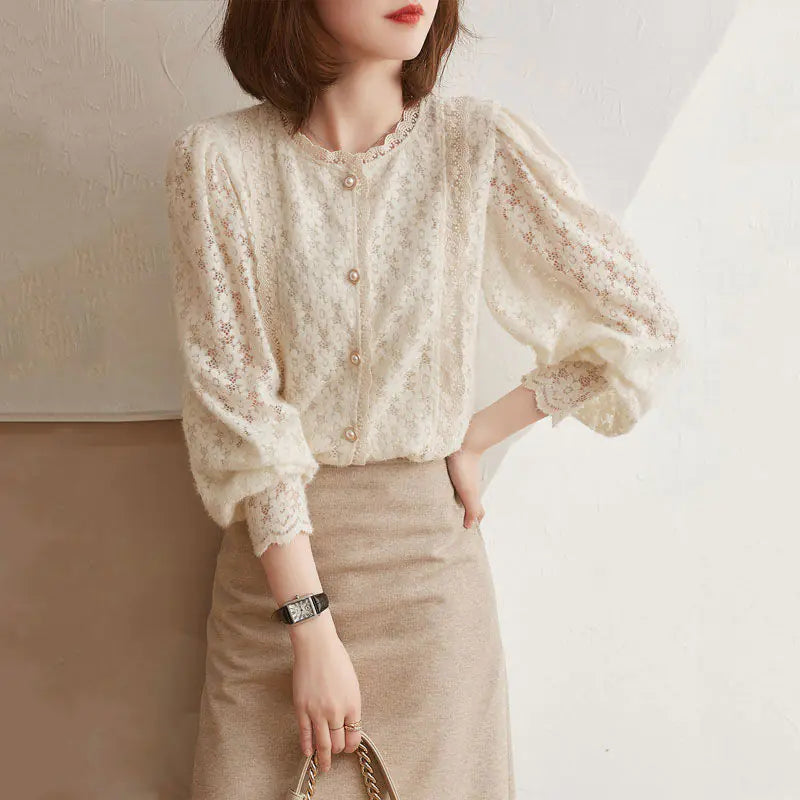 Elegant Pearl Lace Blouses