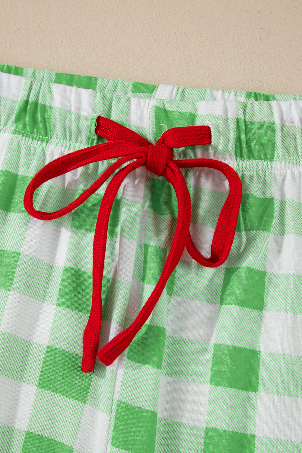 Plaid Collared Neck Long Sleeve Top and Pants Set Christmas - FabFemina