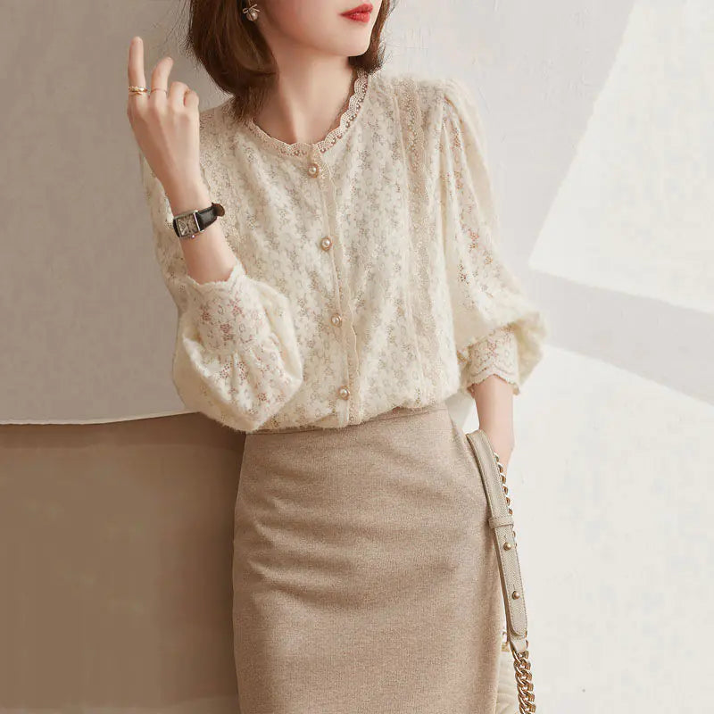 Elegant Pearl Lace Blouses