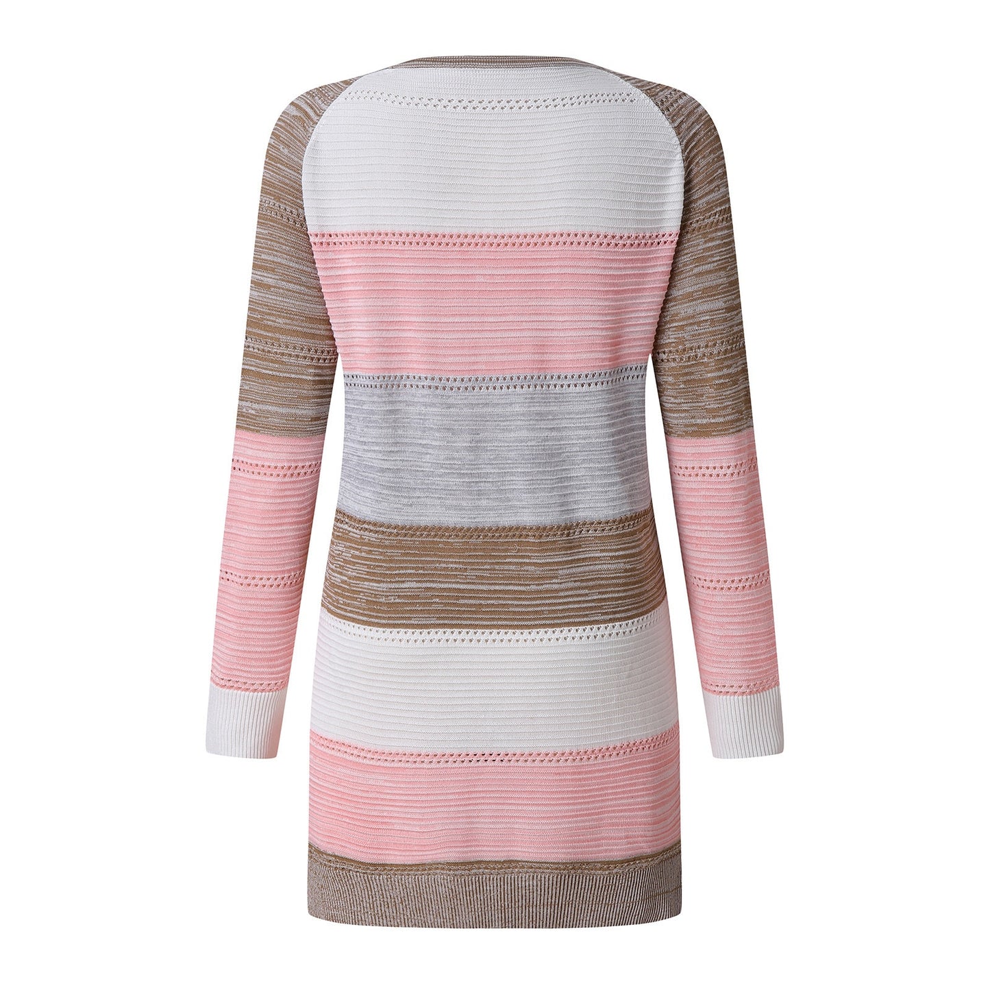 Women Cardigan Comfy Stylish Stitching Long Sleeve Striped Patchwork Sweater Female Casual Long Cardigan Autumn Winter Tops - FabFemina