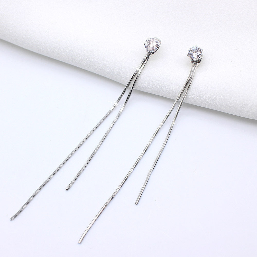 Long Tassel Geometric Fashion Luxury Hanging Pendientes Drop Earrings for Women - FabFemina