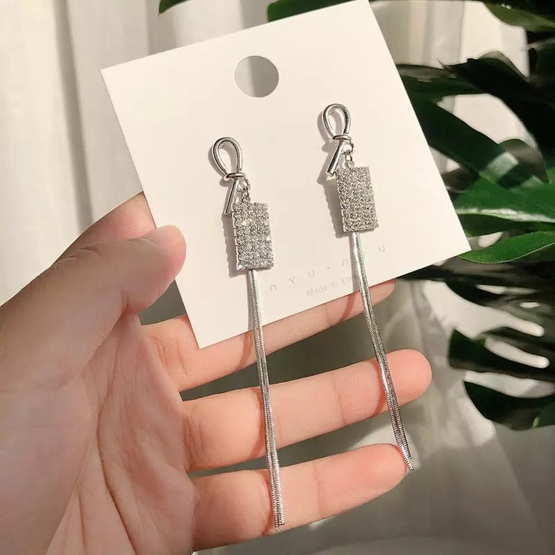 Long Tassel Geometric Fashion Luxury Hanging Pendientes Drop Earrings for Women - FabFemina