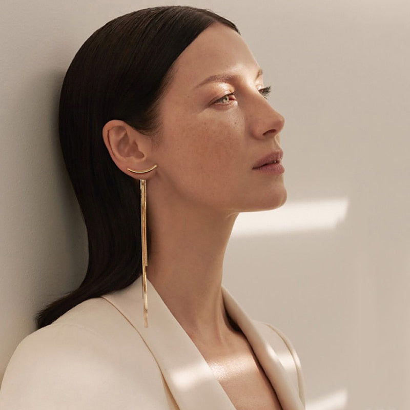 Long Tassel Geometric Fashion Luxury Hanging Pendientes Drop Earrings for Women - FabFemina