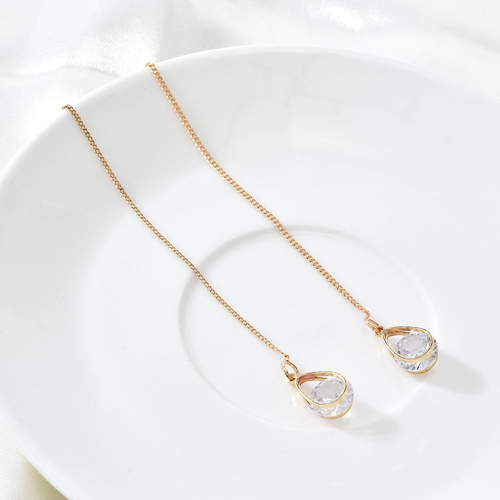 Long Tassel Geometric Fashion Luxury Hanging Pendientes Drop Earrings for Women - FabFemina