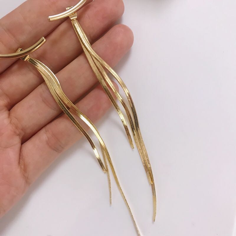 Long Tassel Geometric Fashion Luxury Hanging Pendientes Drop Earrings for Women - FabFemina