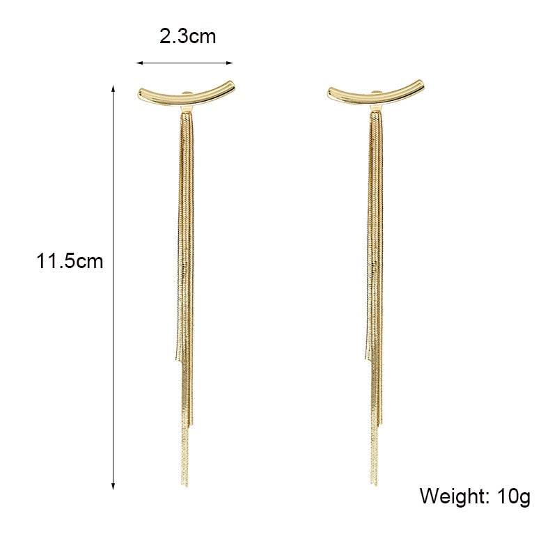 Long Tassel Geometric Fashion Luxury Hanging Pendientes Drop Earrings for Women - FabFemina