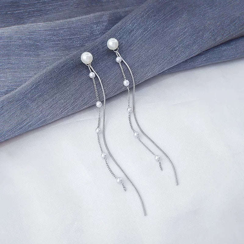 Long Tassel Geometric Fashion Luxury Hanging Pendientes Drop Earrings for Women - FabFemina