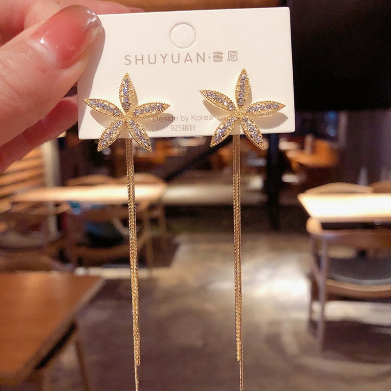 Long Tassel Geometric Fashion Luxury Hanging Pendientes Drop Earrings for Women - FabFemina