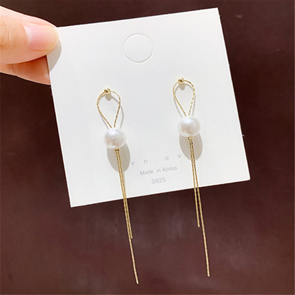 Long Tassel Geometric Fashion Luxury Hanging Pendientes Drop Earrings for Women - FabFemina
