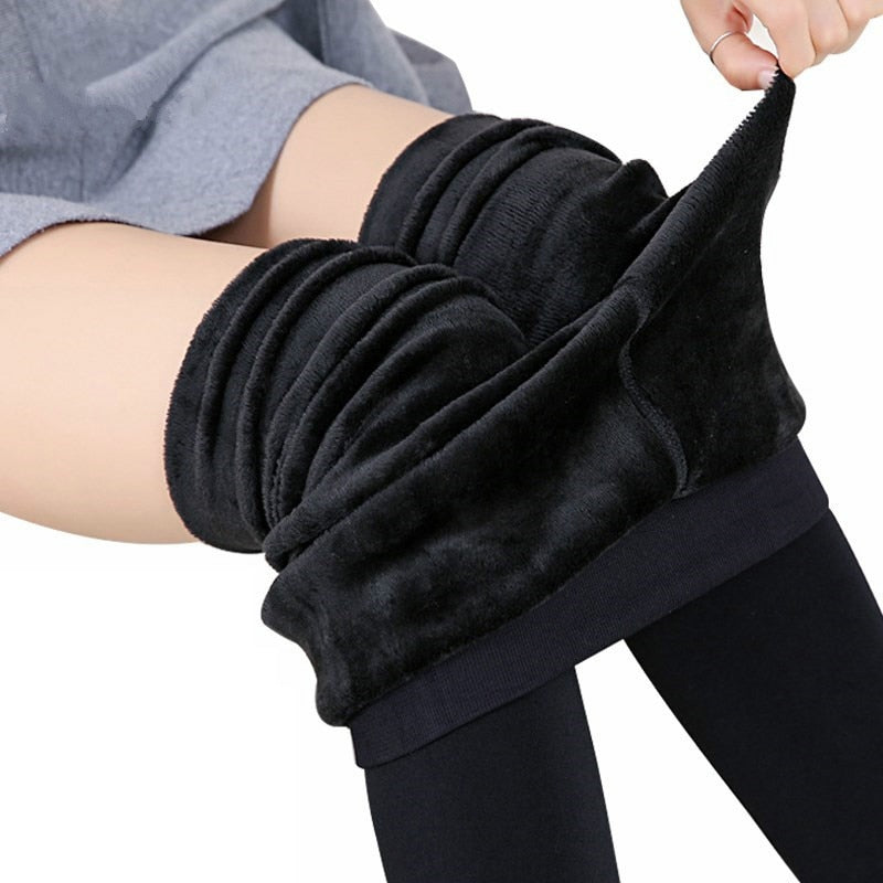 Warm Winter Leggings For Women High Waist Solid Color Velvet Leggings - FabFemina