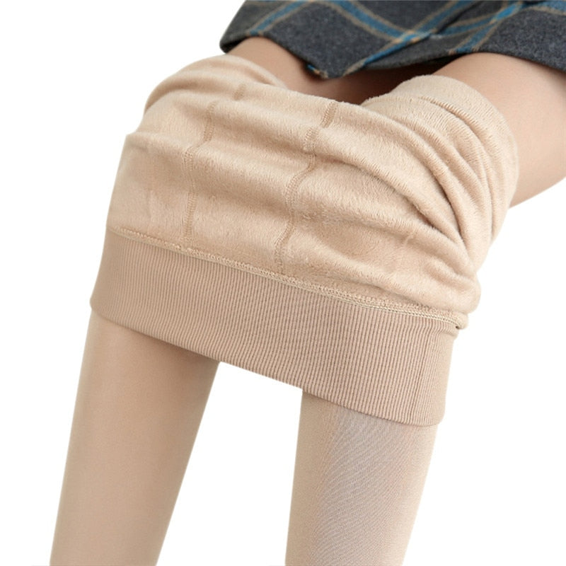 Warm Winter Leggings For Women High Waist Solid Color Velvet Leggings - FabFemina