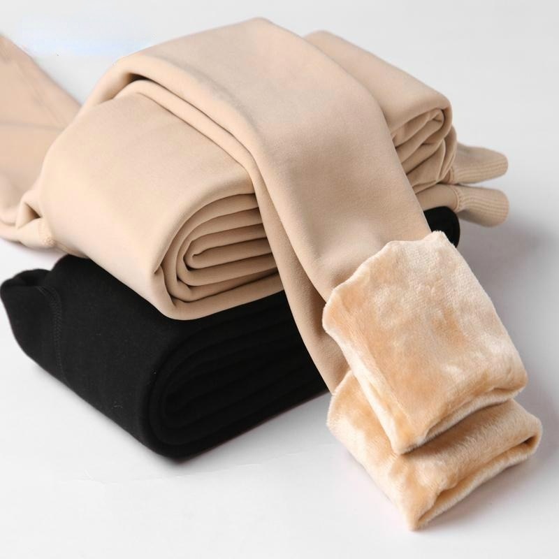 Warm Winter Leggings For Women High Waist Solid Color Velvet Leggings - FabFemina
