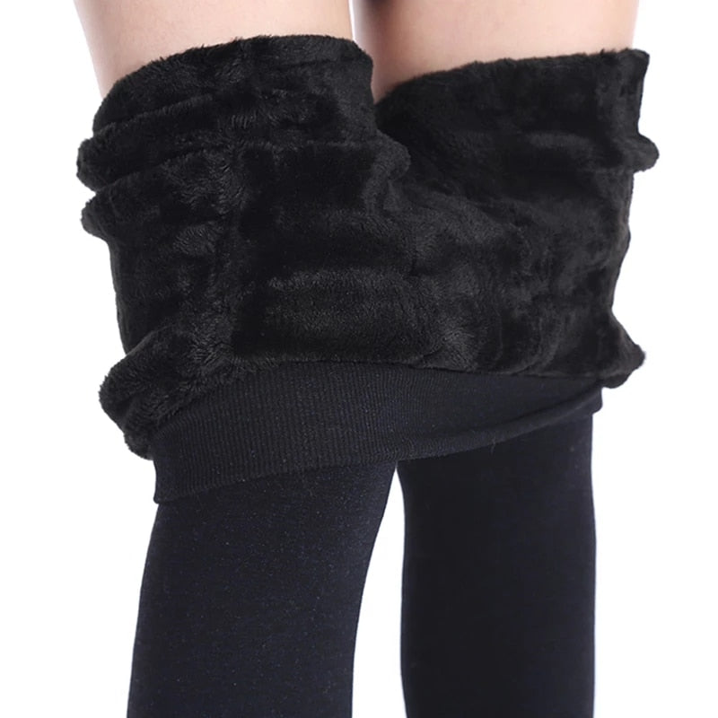 Warm Winter Leggings For Women High Waist Solid Color Velvet Leggings - FabFemina