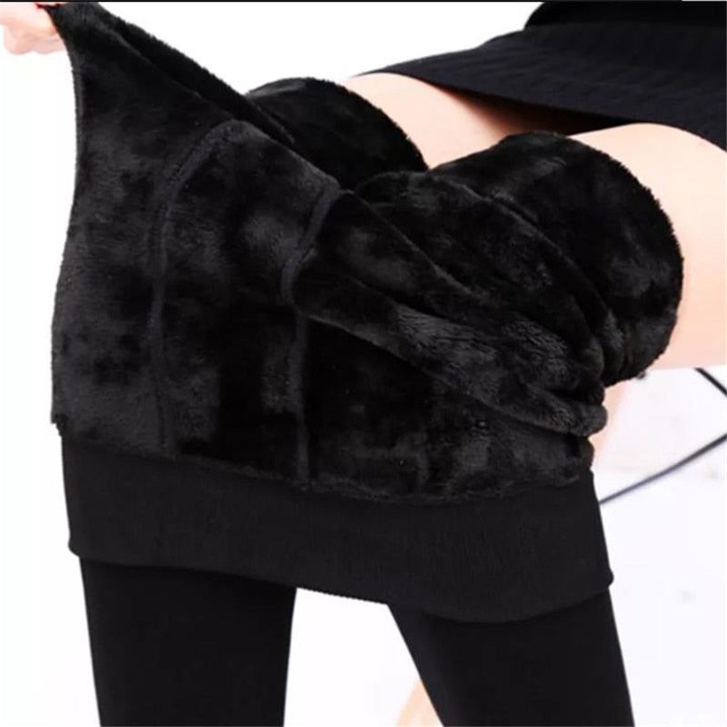 Warm Winter Leggings For Women High Waist Solid Color Velvet Leggings - FabFemina