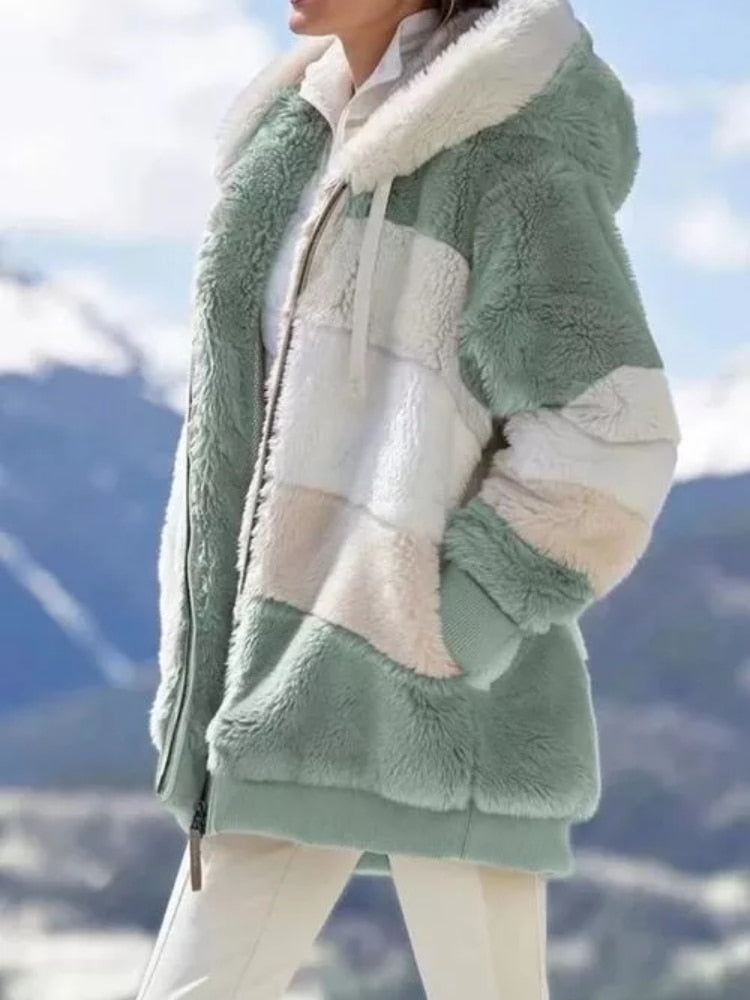 Winter Fashion Women's Coat New Casual Hooded With Zipper - FabFemina
