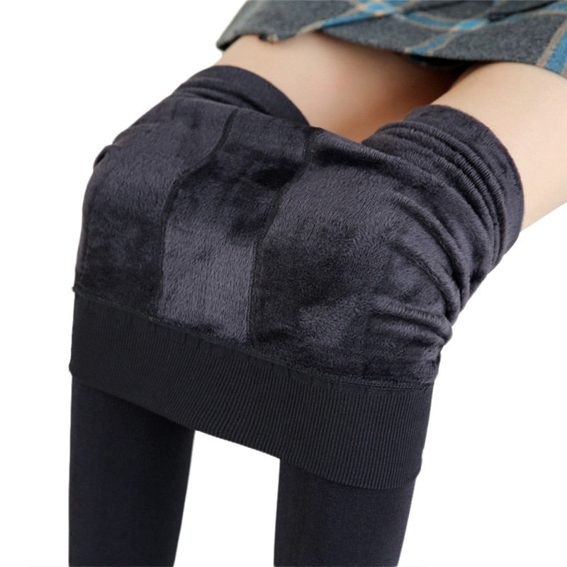 Warm Winter Leggings For Women High Waist Solid Color Velvet Leggings - FabFemina
