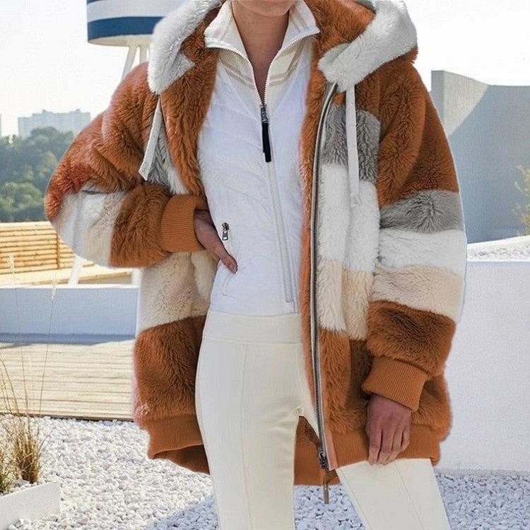 Winter Fashion Women's Coat New Casual Hooded With Zipper - FabFemina