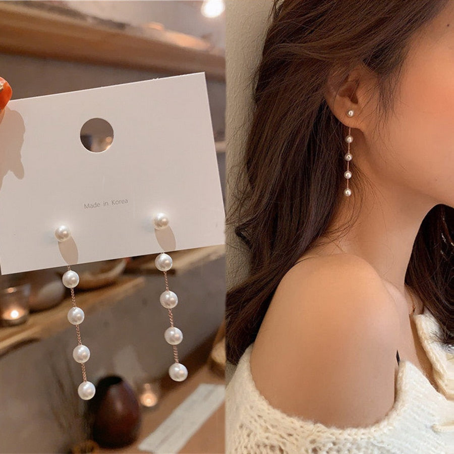 Long Tassel Geometric Fashion Luxury Hanging Pendientes Drop Earrings for Women - FabFemina