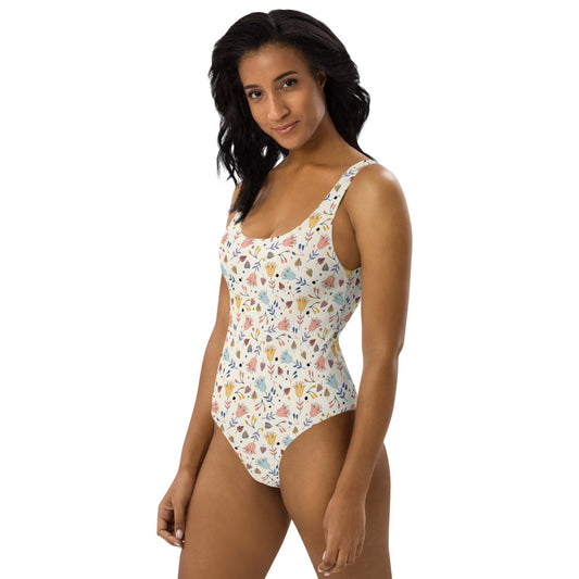 Spring Floral One-Piece Swimsuit - FabFemina
