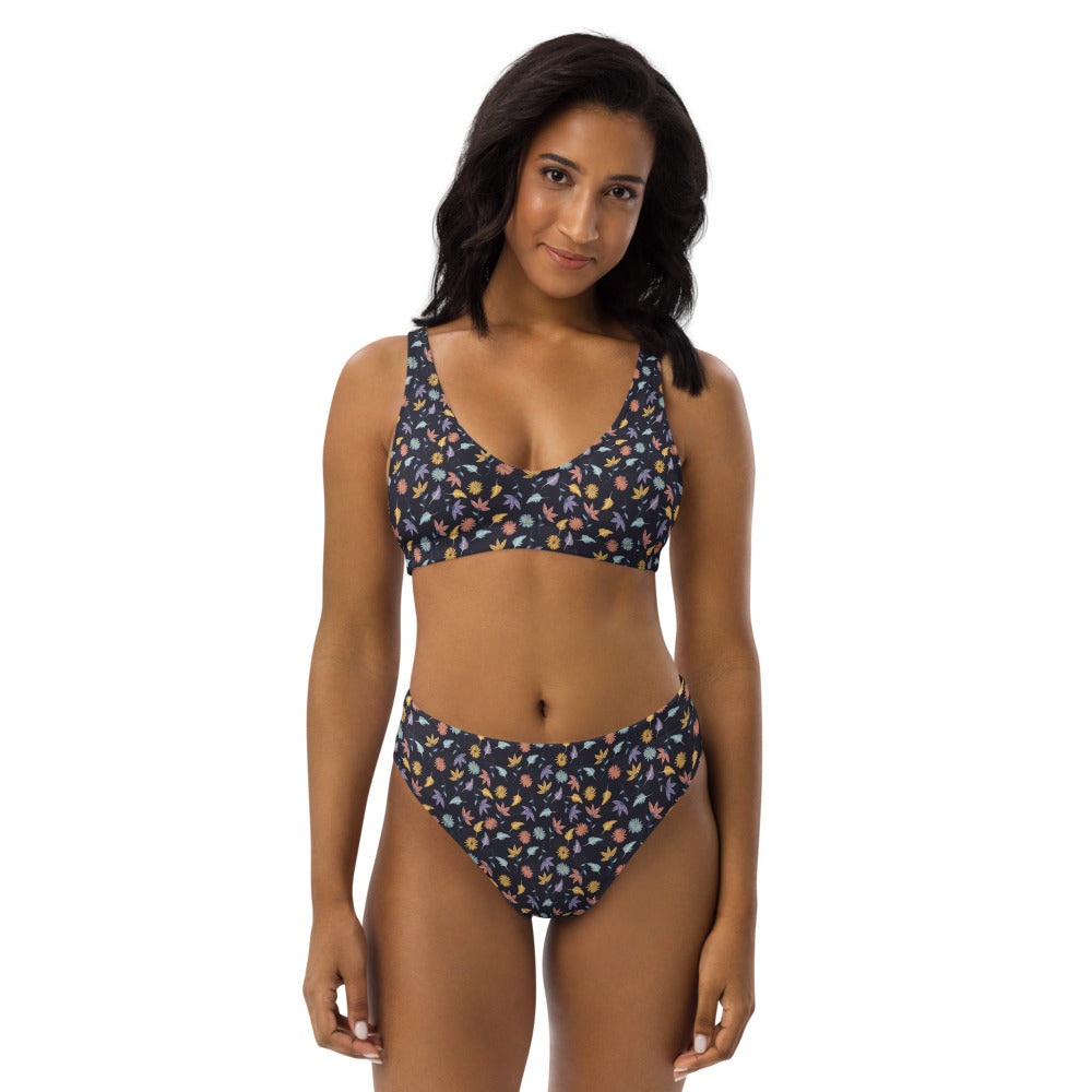 Floral Maze Recycled high-waisted bikini - FabFemina