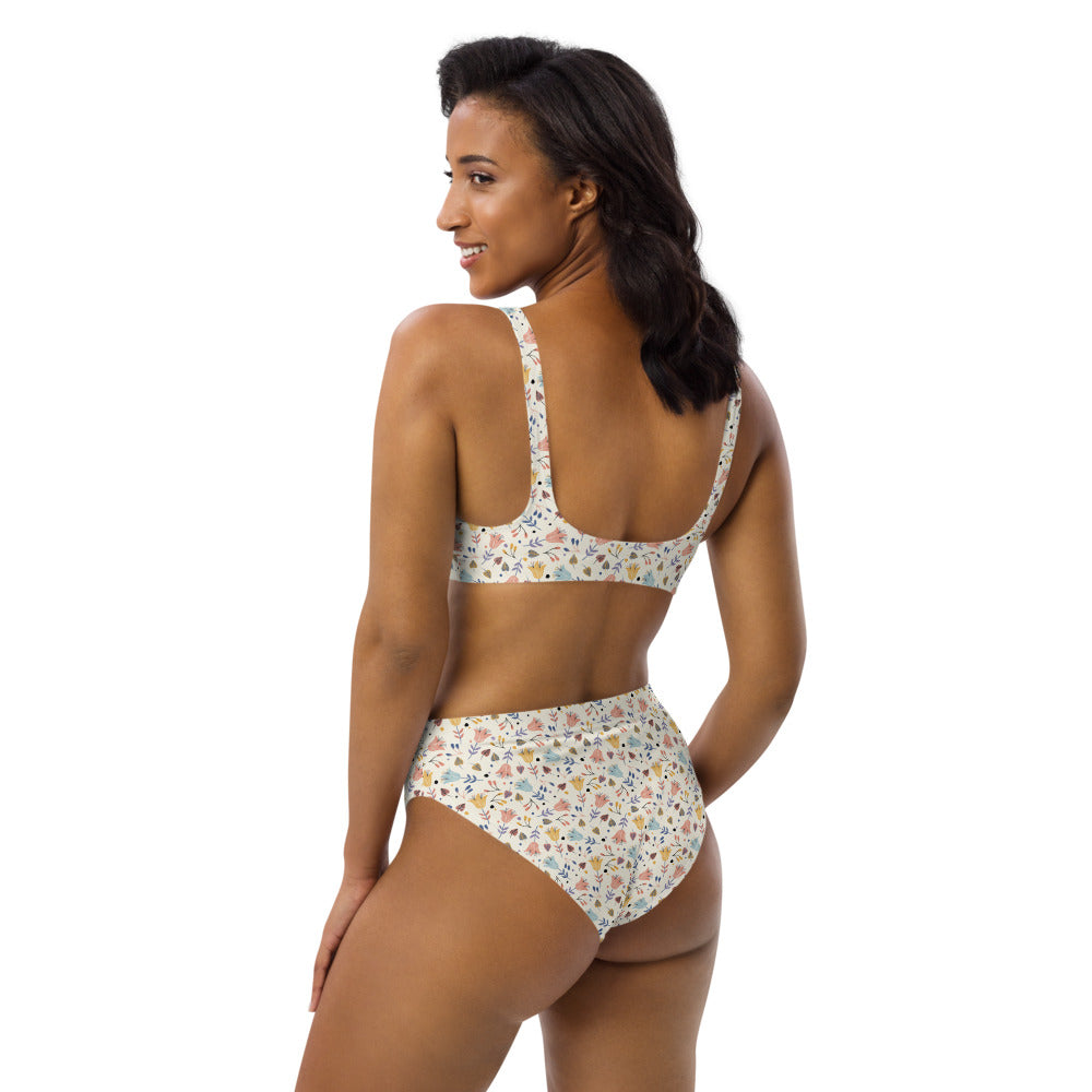 Spring Floral Recycled high-waisted bikini - FabFemina