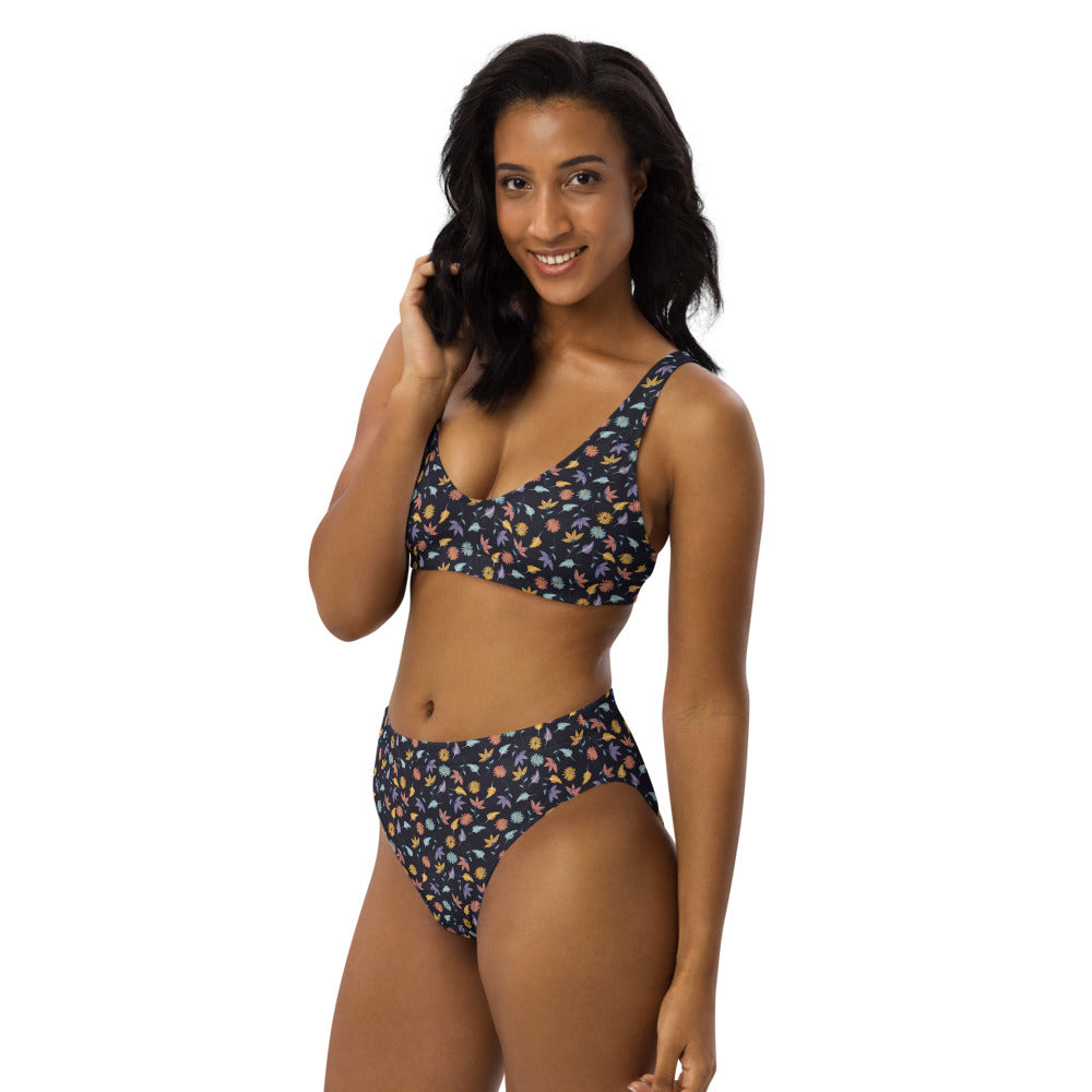 Floral Maze Recycled high-waisted bikini - FabFemina
