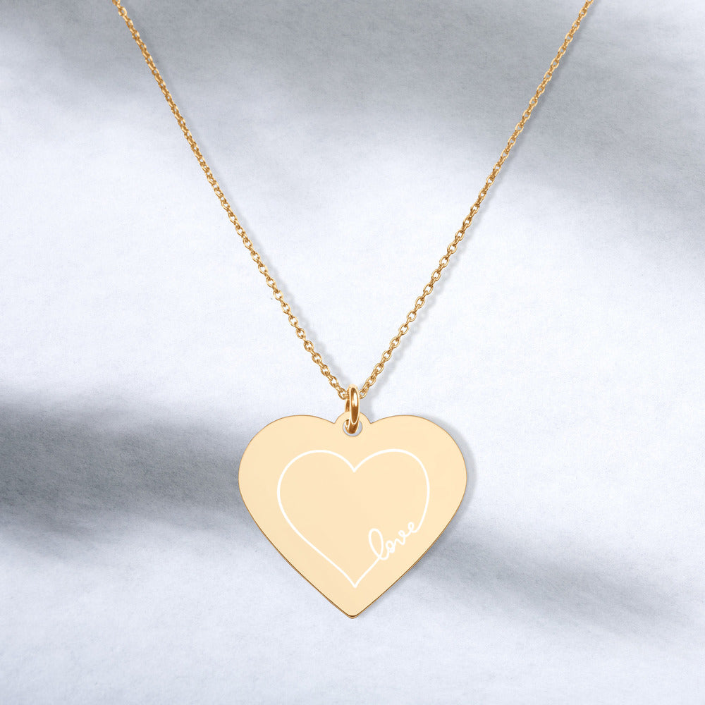 Engraved Silver Heart Necklace - FabFemina