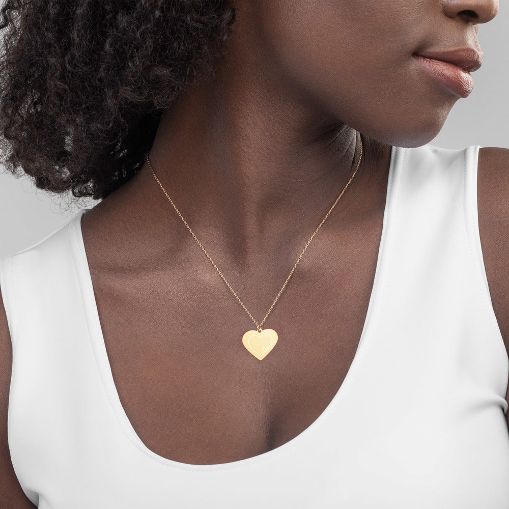 Engraved Silver Heart Necklace - FabFemina