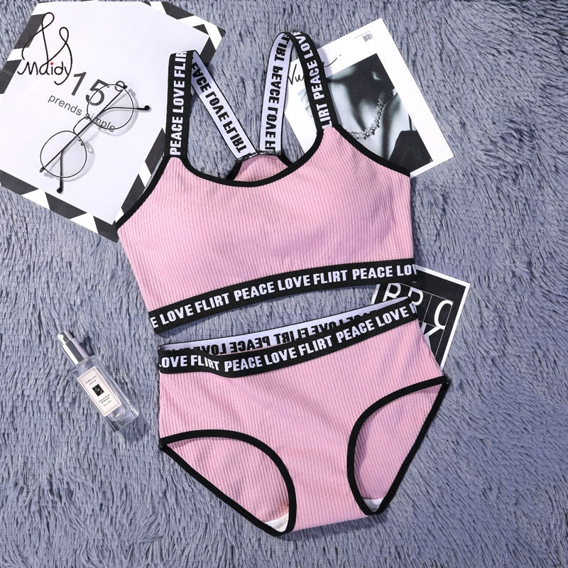 Seamless Lingerie Cotton Sport Bra Brief Sets - FabFemina