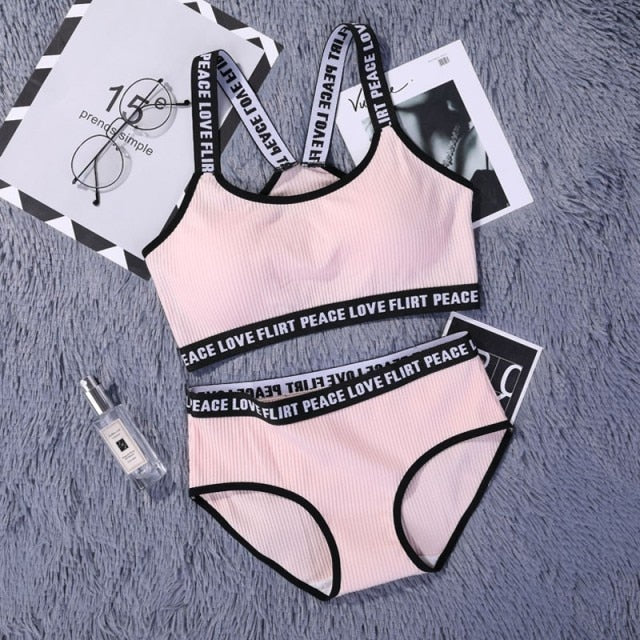 Seamless Lingerie Cotton Sport Bra Brief Sets - FabFemina