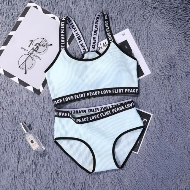 Seamless Lingerie Cotton Sport Bra Brief Sets - FabFemina