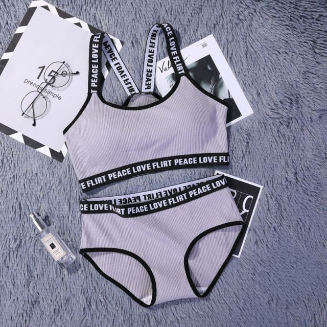 Seamless Lingerie Cotton Sport Bra Brief Sets - FabFemina