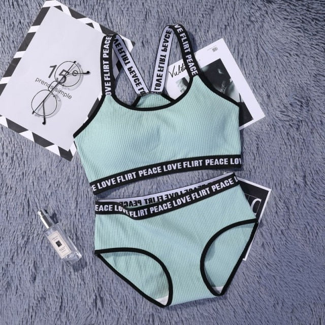Seamless Lingerie Cotton Sport Bra Brief Sets - FabFemina