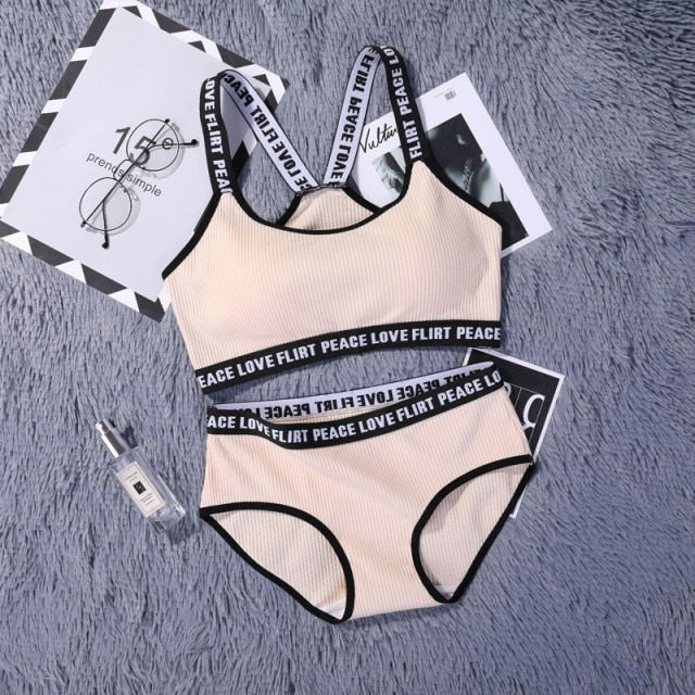 Seamless Lingerie Cotton Sport Bra Brief Sets - FabFemina