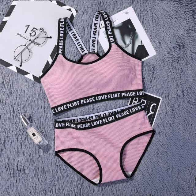 Seamless Lingerie Cotton Sport Bra Brief Sets - FabFemina