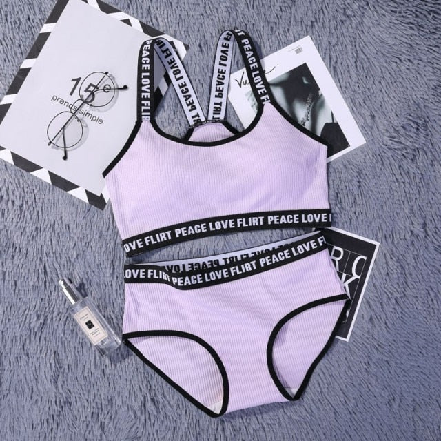 Seamless Lingerie Cotton Sport Bra Brief Sets - FabFemina