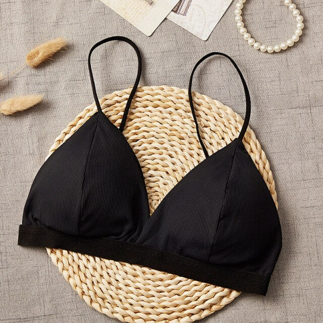 Seamless Soft Thin Strap Wireless Push Up Bra One Size 32-36 A B C - FabFemina