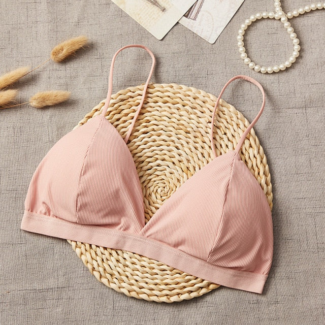 Seamless Soft Thin Strap Wireless Push Up Bra One Size 32-36 A B C - FabFemina