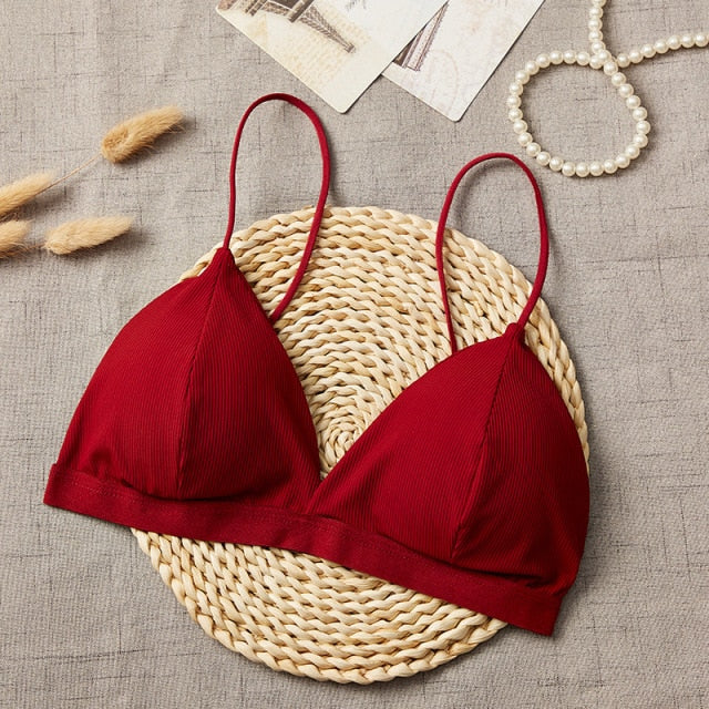 Seamless Soft Thin Strap Wireless Push Up Bra One Size 32-36 A B C - FabFemina