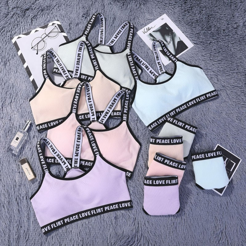 Seamless Lingerie Cotton Sport Bra Brief Sets - FabFemina