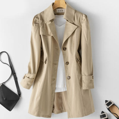 Elegant Long Trench Coat for Women - FabFemina