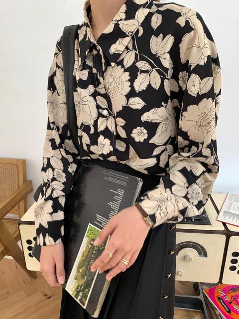 Vintage Rose Print Casual Shirt for Women - FabFemina