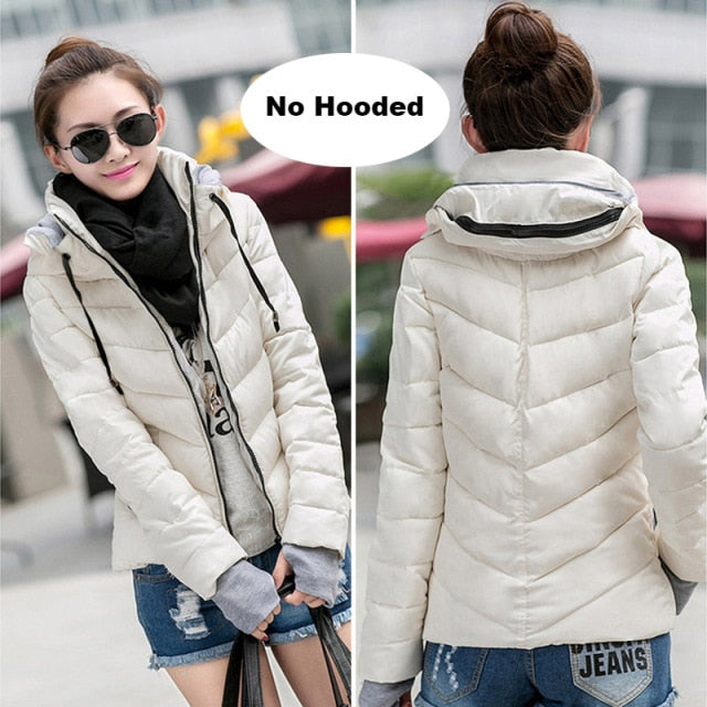 Women's Parkas Thicken Outerwear Solid Hooded Warm Jackets - FabFemina