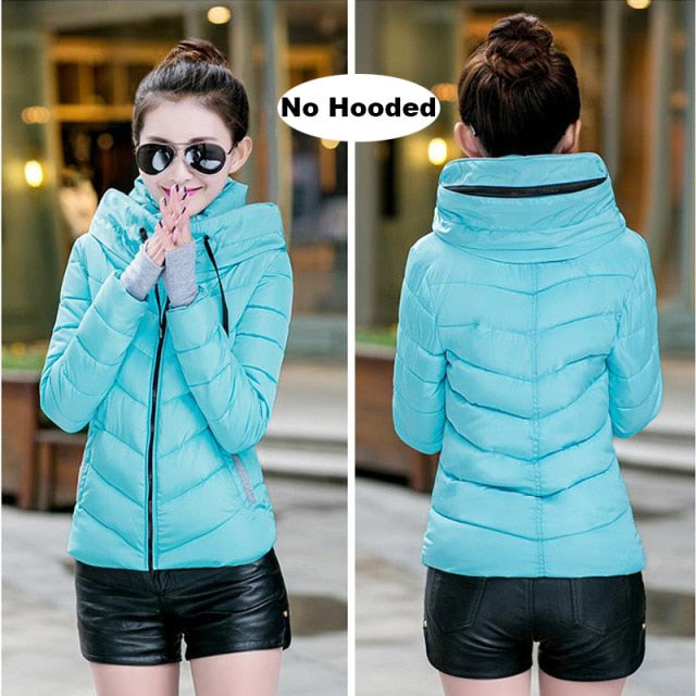 Women's Parkas Thicken Outerwear Solid Hooded Warm Jackets - FabFemina