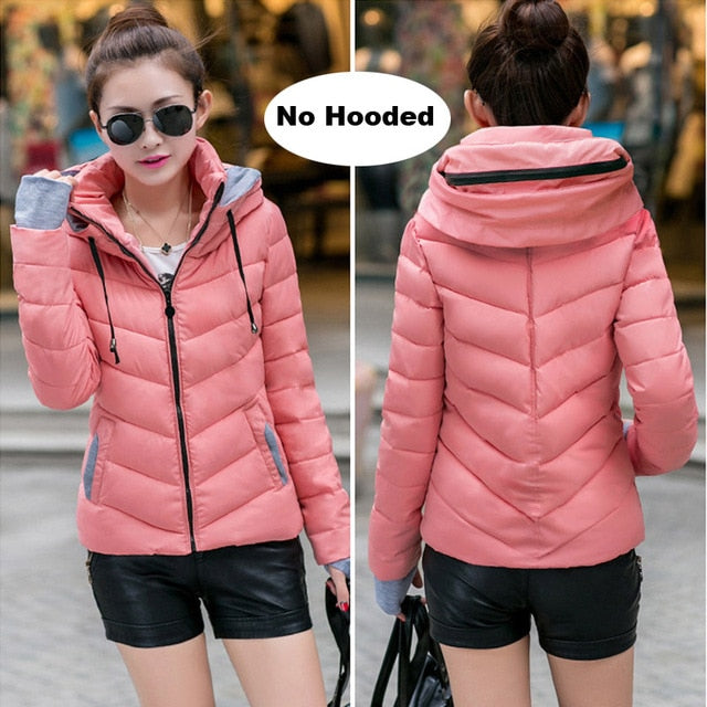 Women's Parkas Thicken Outerwear Solid Hooded Warm Jackets - FabFemina