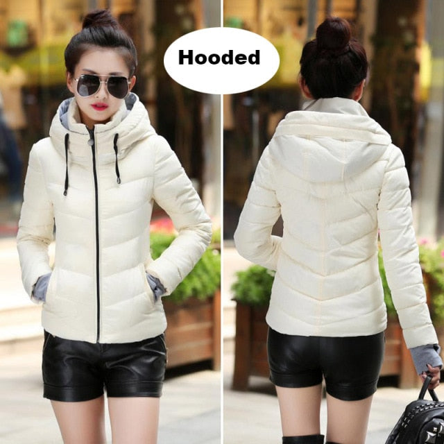 Women's Parkas Thicken Outerwear Solid Hooded Warm Jackets - FabFemina